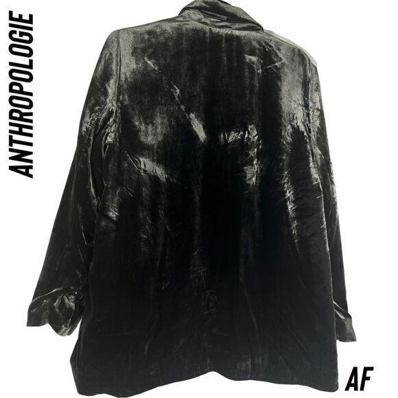 ANTHROPOLOGIE ALESSIA VELVET BLAZER IN CARBON GREEN NWT XLP - Picture 5 of 5
